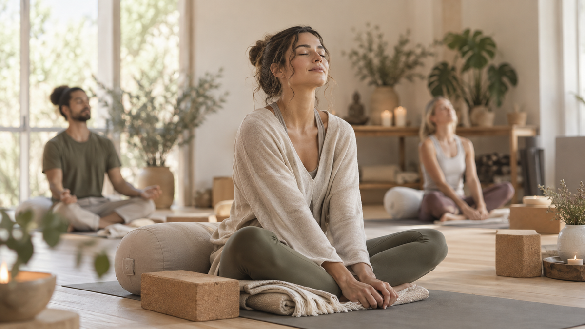 Yoga para el estrés y la ansiedad: Imagen de chica respirando para quitar la ansiedad