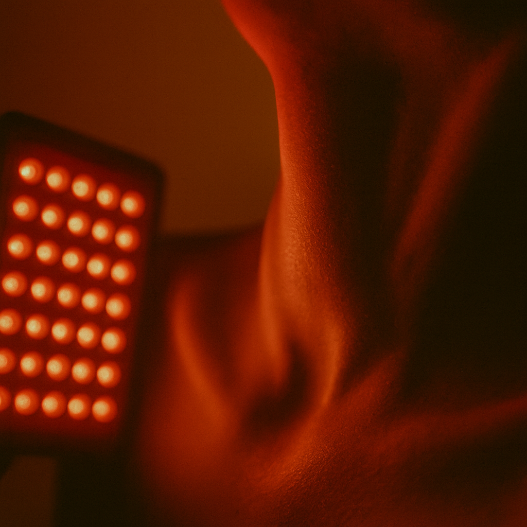 Portada del artículo sobre terapia de luz roja en Madrid en LUNEA Recovery Studio, con cabina premium e iluminación roja cálida.