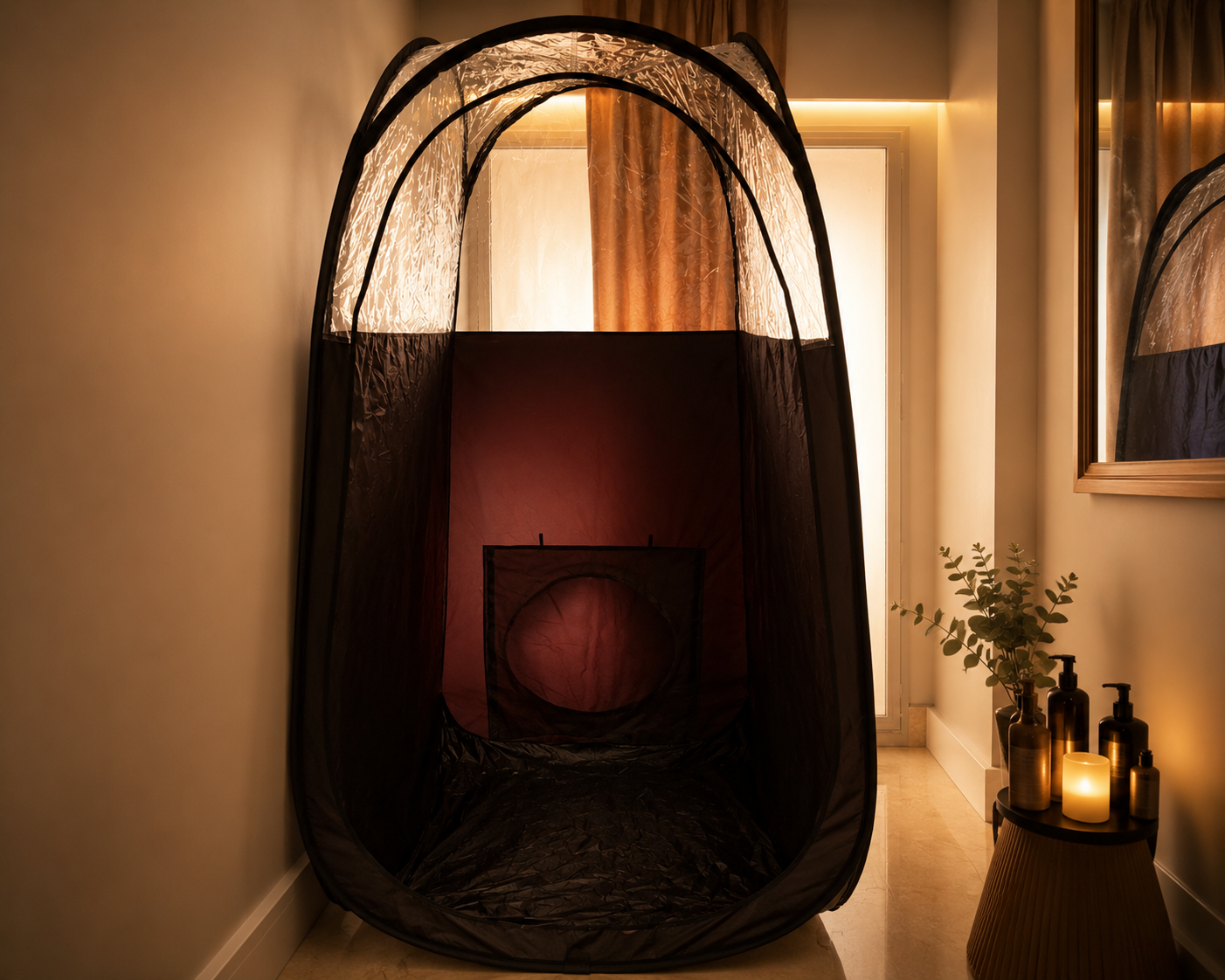 Cabina de bronceado spray premium en estudio wellness de lujo en Bernabéu Madrid